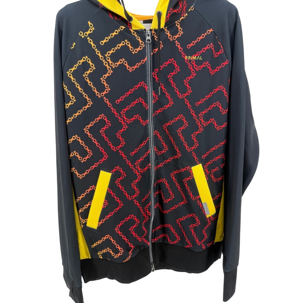 Primal Wear Men's Black Red Yellow Chain Graphic Full Zip Hoodie‎ Jacket Size L